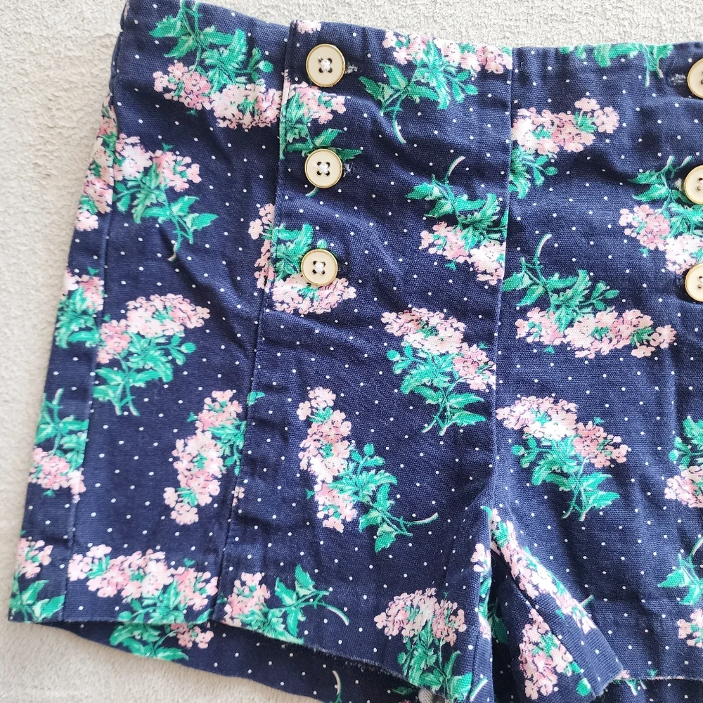 Janie and‎ Jack Cotton Navy Floral Button Front Shorts